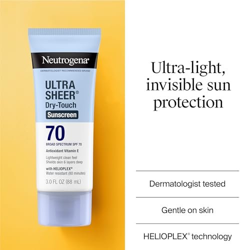 Neutrogena Ultra Sheer Dry-Touch Sunscreen SPF 70, 3 fl. oz (Pack of 3) – Lightweight, Water-Resistant Broad Spectrum Sun Protection for Face & Body Avelisse