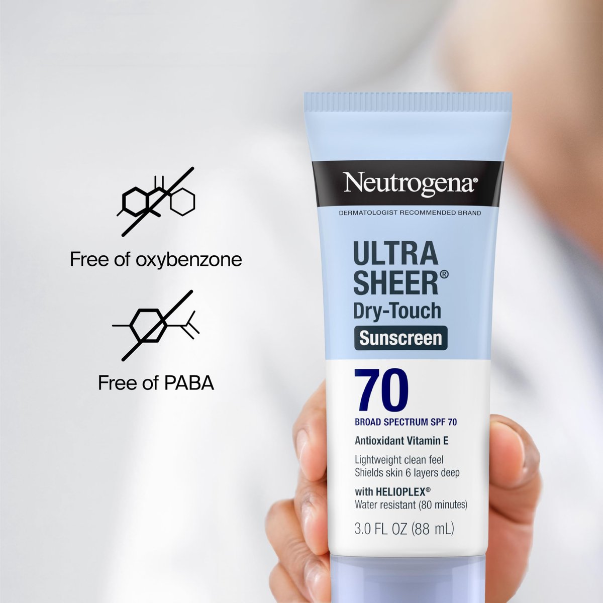 Neutrogena Ultra Sheer Dry-Touch Sunscreen SPF 70, 3 fl. oz (Pack of 3) – Lightweight, Water-Resistant Broad Spectrum Sun Protection for Face & Body Avelisse