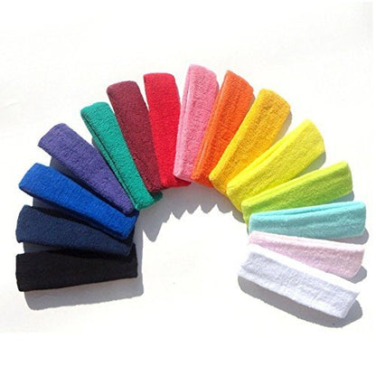 Yeshan 12 Pack Wicking Stretchy Athletic Sweatband - Sport Headbands for Men and Women, Yoga Headwrap, Towel Material Hairband Avelisse