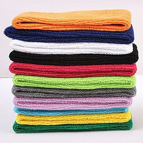 Yeshan 12 Pack Wicking Stretchy Athletic Sweatband - Sport Headbands for Men and Women, Yoga Headwrap, Towel Material Hairband Avelisse