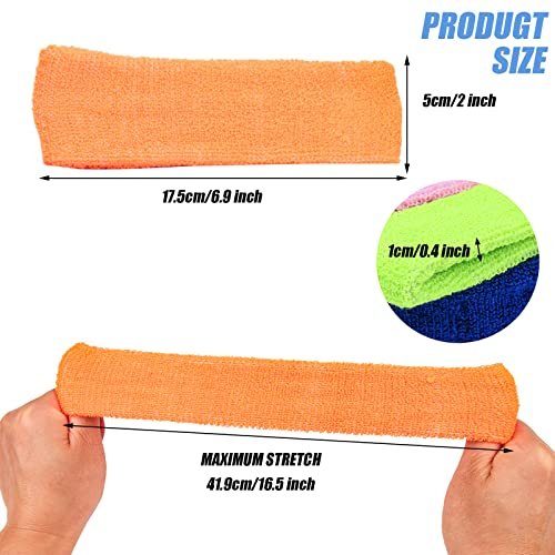 Yeshan 12 Pack Wicking Stretchy Athletic Sweatband - Sport Headbands for Men and Women, Yoga Headwrap, Towel Material Hairband Avelisse