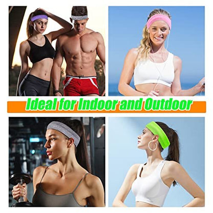 Yeshan 12 Pack Wicking Stretchy Athletic Sweatband - Sport Headbands for Men and Women, Yoga Headwrap, Towel Material Hairband Avelisse