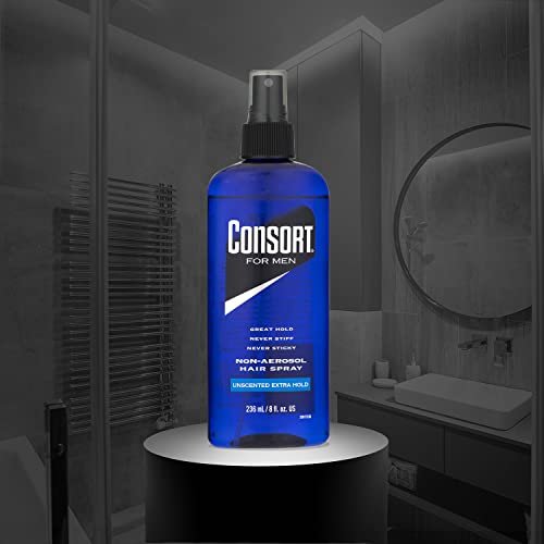 Consort Extra Hold Non-Aerosol Hair Spray Pump for Men - Unscented, Fast Drying, 8 oz - görsel 12