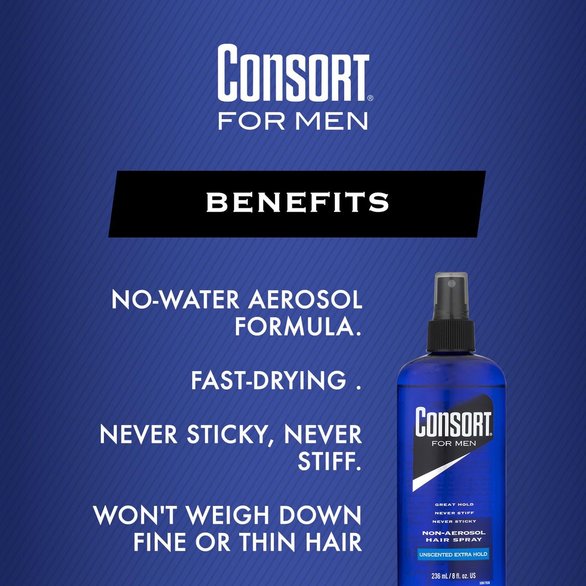 Consort Extra Hold Non-Aerosol Hair Spray Pump for Men - Unscented, Fast Drying, 8 oz - görsel 9