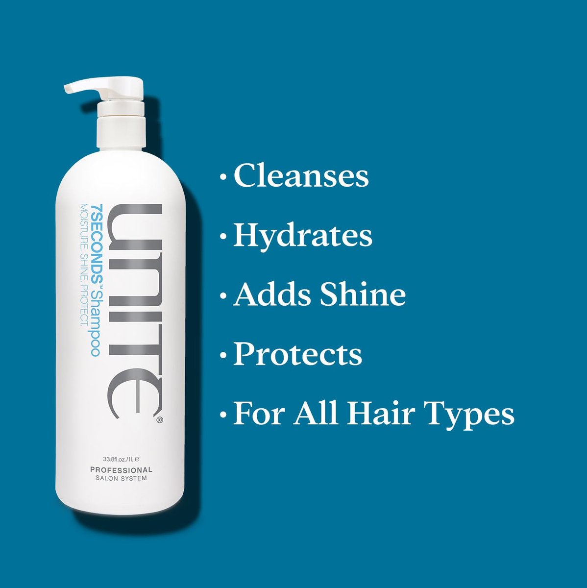 UNITE Hair 7SECONDS Shampoo – Professional Lightweight Daily Cleanser, Boosts Shine, Strengthens & Protects Color, Defends Against UV & Heat Damage – For All Hair Types – 32 Fl Oz Avelisse