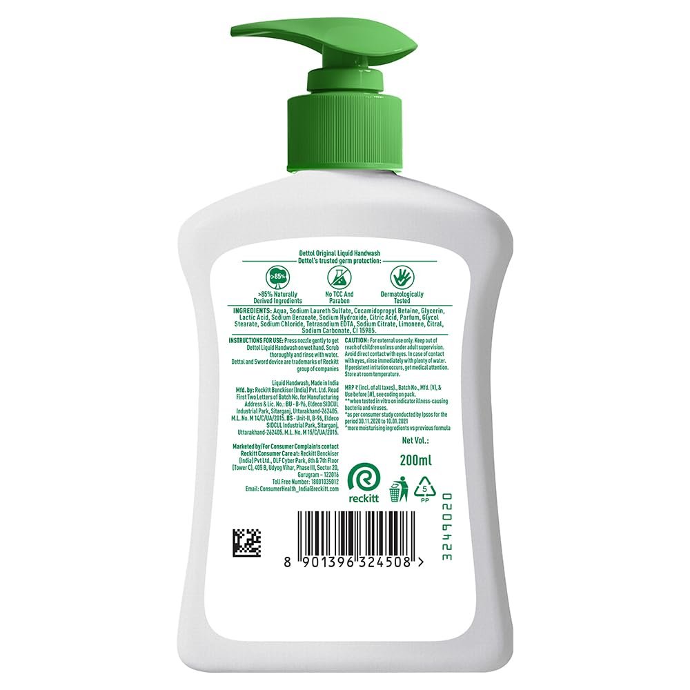 Dettol Original Everyday Protection Liquid Handwash - 200ml (6.76 Fl Oz) - görsel 17