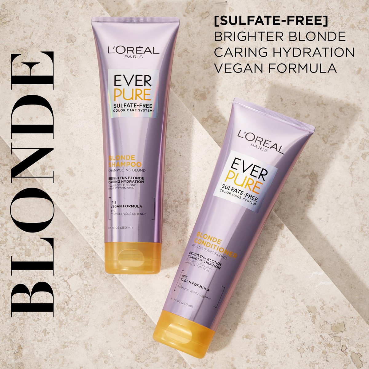 L'Oreal Paris EverPure Blonde Sulfate Free Shampoo for Color-Treated Hair - Neutralizes Brass and Balances - 8.5 Fl Oz - görsel 4