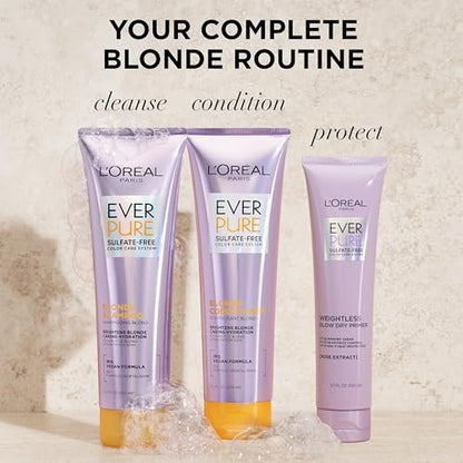 L'Oreal Paris EverPure Blonde Sulfate Free Shampoo for Color-Treated Hair - Neutralizes Brass and Balances - 8.5 Fl Oz