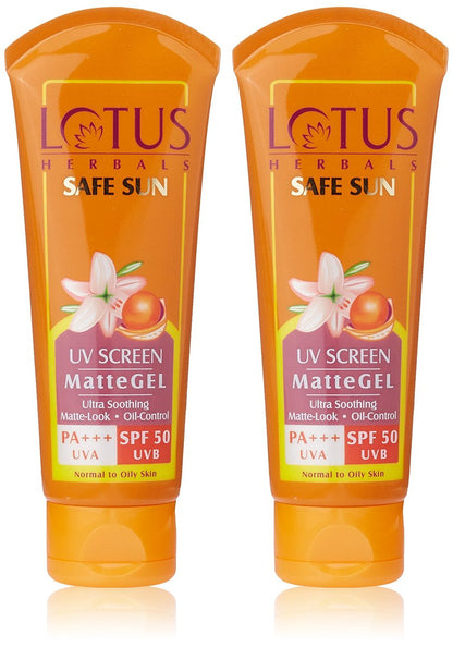 Lotus Herbals Safe Sun UV Screen Matte Gel SPF 50 - 100g (Pack of 2)