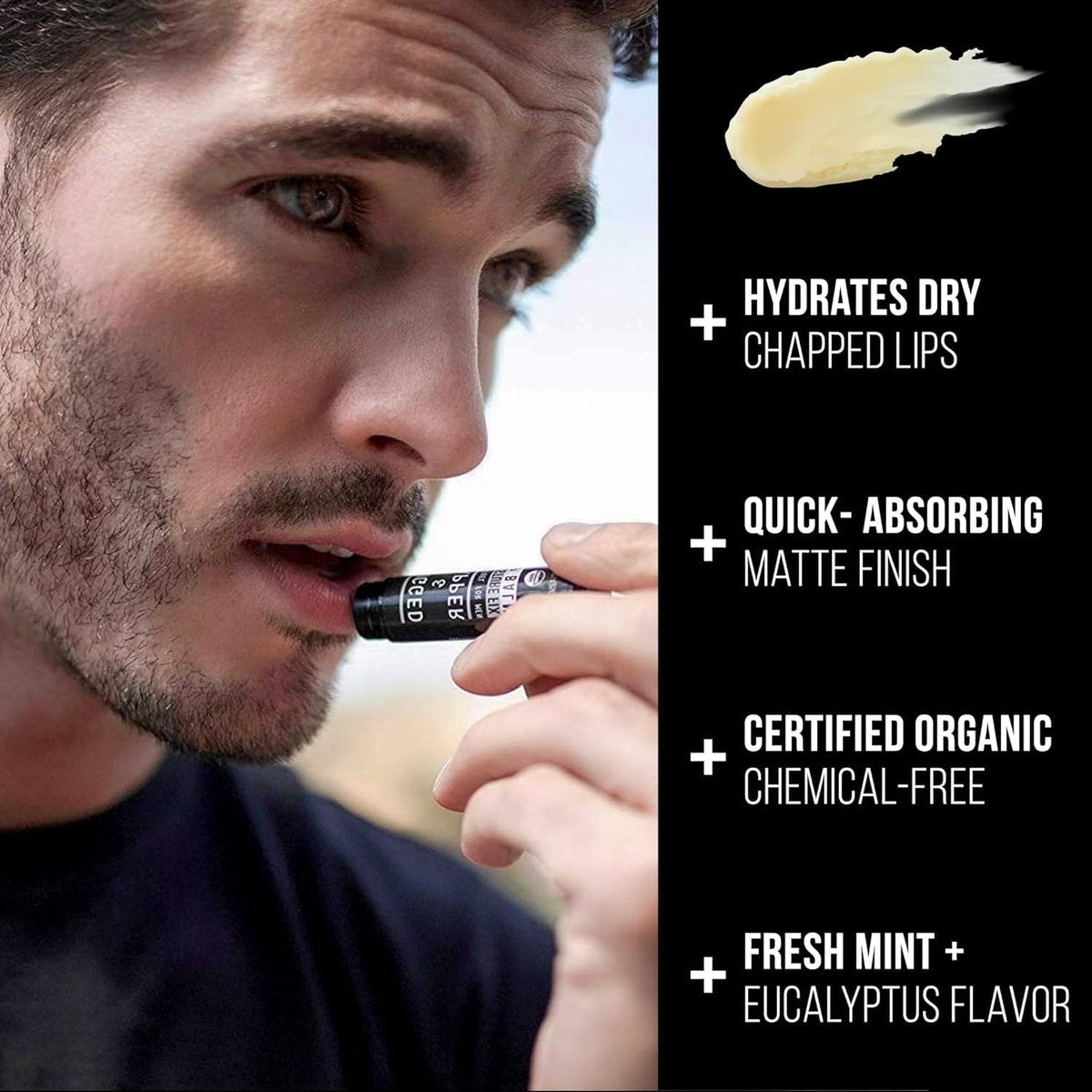RUGGED & DAPPER Lip Balm for Men - Certified Organic & Natural - 4 Pack Hydrating Chapstick Avelisse