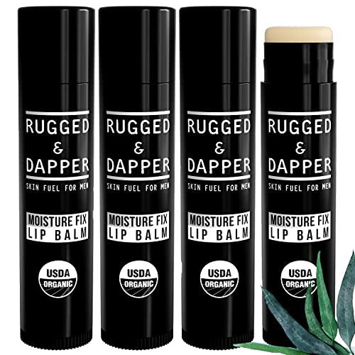 RUGGED & DAPPER Lip Balm for Men - Certified Organic & Natural - 4 Pack Hydrating Chapstick Avelisse