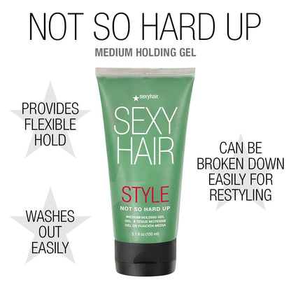 SexyHair Style Not So Hard Up Medium Holding Gel - Flexible Formula for All Hair Types, 5.1 oz