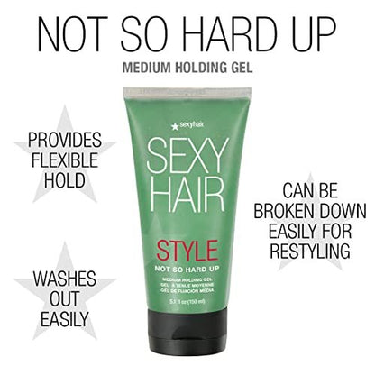 SexyHair Style Not So Hard Up Medium Holding Gel - Flexible Formula for All Hair Types, 5.1 oz