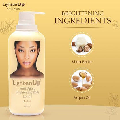 LightenUp Anti-Aging Body Lotion 400ml – Brightening Body Lotion with Argan Oil and Shea Butter Avelisse