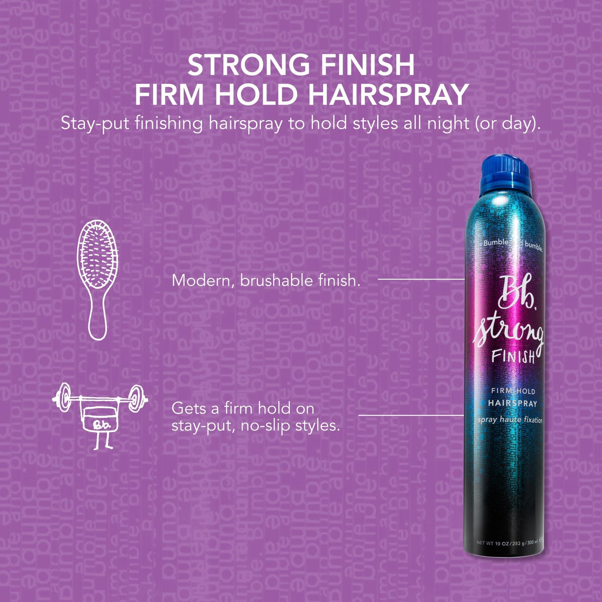 Bumble and bumble. Strong Finish Firm Hold Hairspray – Firm, Long Lasting Hold with Brushable Finish, Fine Mist, 10 oz Avelisse
