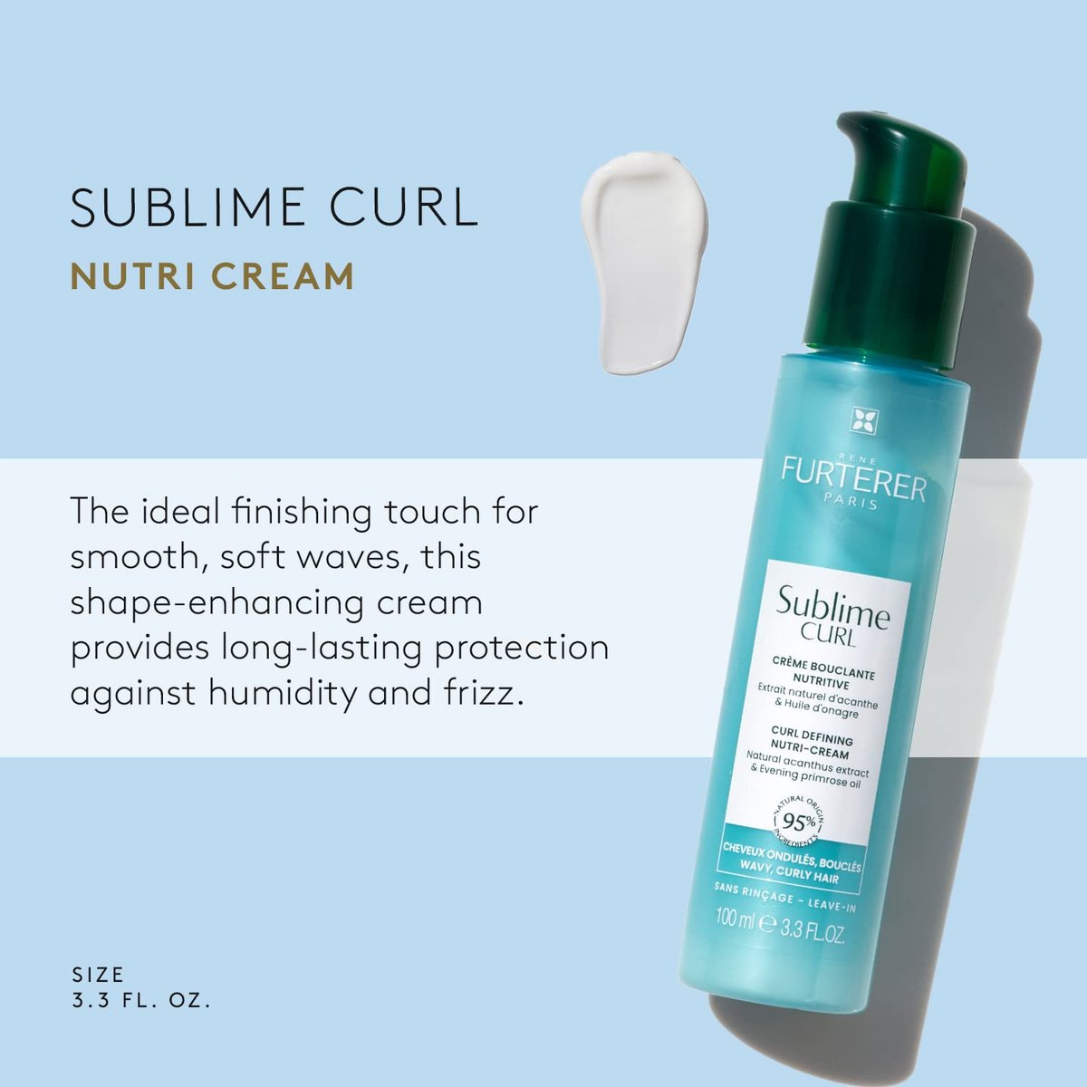 René Furterer SUBLIME CURL Curl Nutri-Activating Cream - Leave-In Curl Enhancer for Wavy & Curly Hair - Humidity & Frizz Control - 3.3 fl. oz. - görsel 3