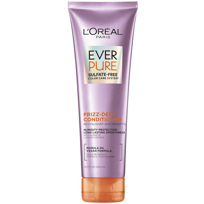 L'Oreal Paris EverPure Sulfate Free Frizz Defy Conditioner with Marula Oil, 8.5 Fl Oz