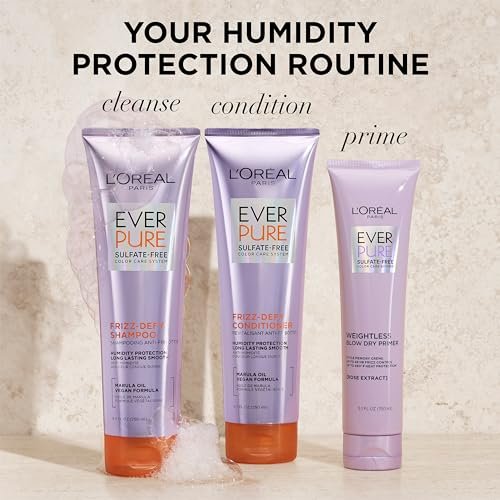 L'Oreal Paris EverPure Sulfate Free Frizz Defy Conditioner with Marula Oil, 8.5 Fl Oz - görsel 12