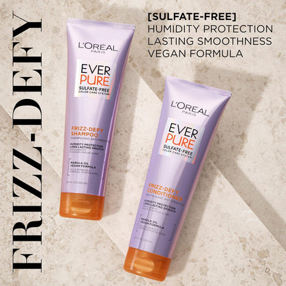 L'Oreal Paris EverPure Sulfate Free Frizz Defy Conditioner with Marula Oil, 8.5 Fl Oz
