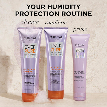 L'Oreal Paris EverPure Sulfate Free Frizz Defy Conditioner with Marula Oil, 8.5 Fl Oz