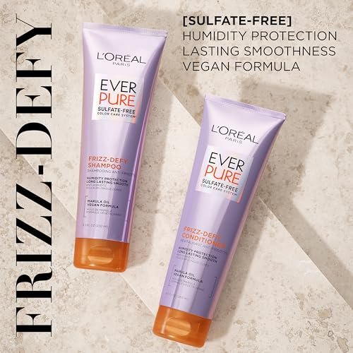 L'Oreal Paris EverPure Sulfate Free Frizz Defy Conditioner with Marula Oil, 8.5 Fl Oz - görsel 4