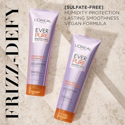 L'Oreal Paris EverPure Sulfate Free Frizz Defy Conditioner with Marula Oil, 8.5 Fl Oz
