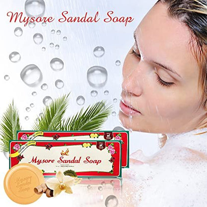 Mysore Sandalwood Soap 150g - Pack of 6 (2 Packs) | Natural Sandalwood Soap Avelisse