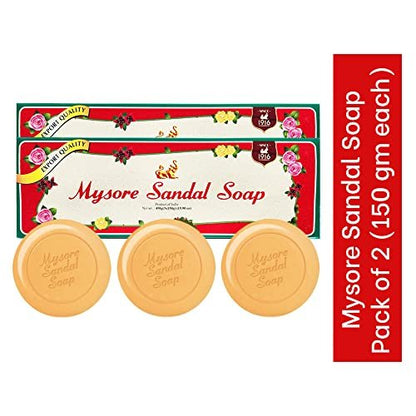 Mysore Sandalwood Soap 150g - Pack of 6 (2 Packs) | Natural Sandalwood Soap Avelisse