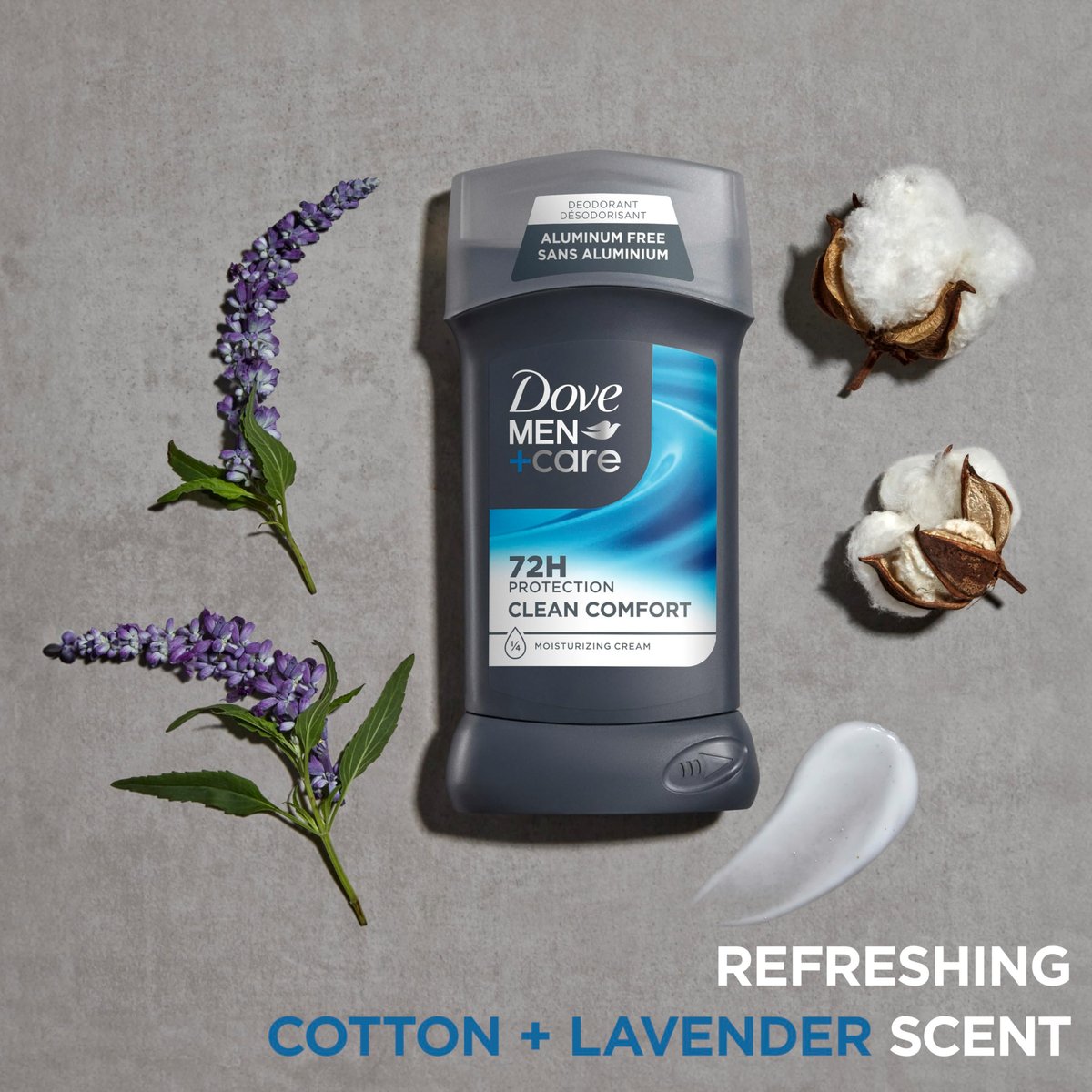 Dove Men+Care Clean Comfort Deodorant Stick, Aluminum-Free, 72-Hour Odor Protection, 3 oz (Pack of 4), Dark Grey Avelisse