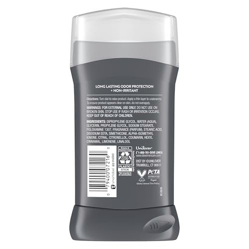 Dove Men+Care Clean Comfort Deodorant Stick, Aluminum-Free, 72-Hour Odor Protection, 3 oz (Pack of 4), Dark Grey Avelisse