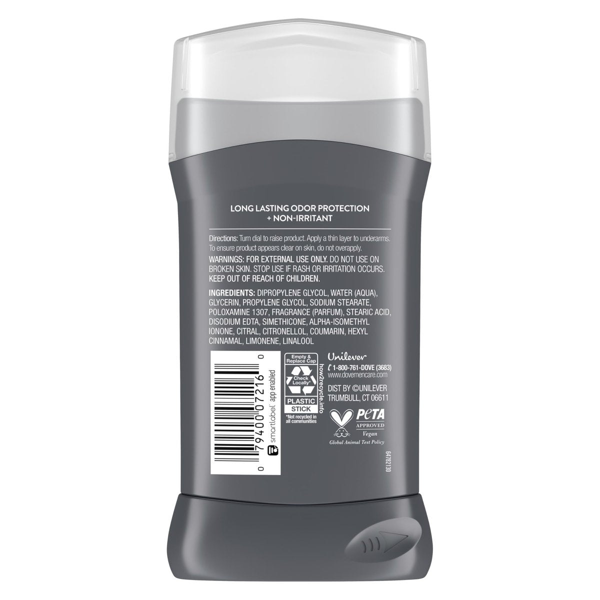 Dove Men+Care Clean Comfort Deodorant Stick, Aluminum-Free, 72-Hour Odor Protection, 3 oz (Pack of 4), Dark Grey Avelisse