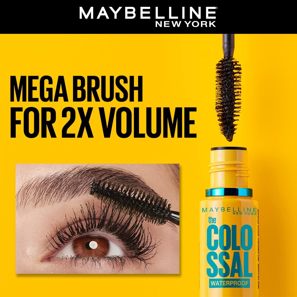 Maybelline New York Volum' Express The Colossal Big Shot Waterproof Mascara - Very Black, 0.32 fl oz - görsel 6