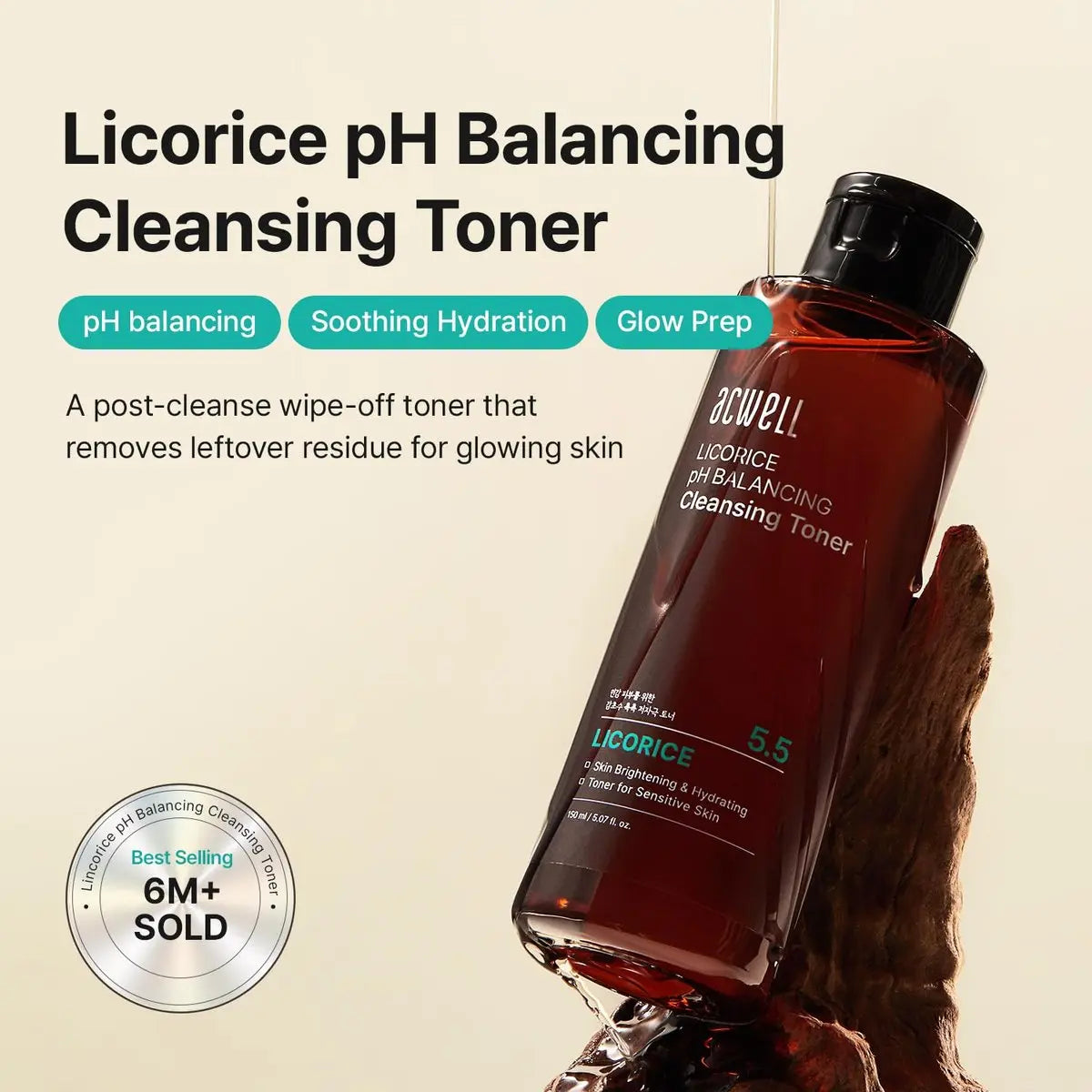 ACWELL Licorice pH 5.5 Balancing Toner - Alcohol-Free Hydrating Facial Astringent for Skin Clarifying & Hydration Boosting, 5.07 fl oz Avelisse