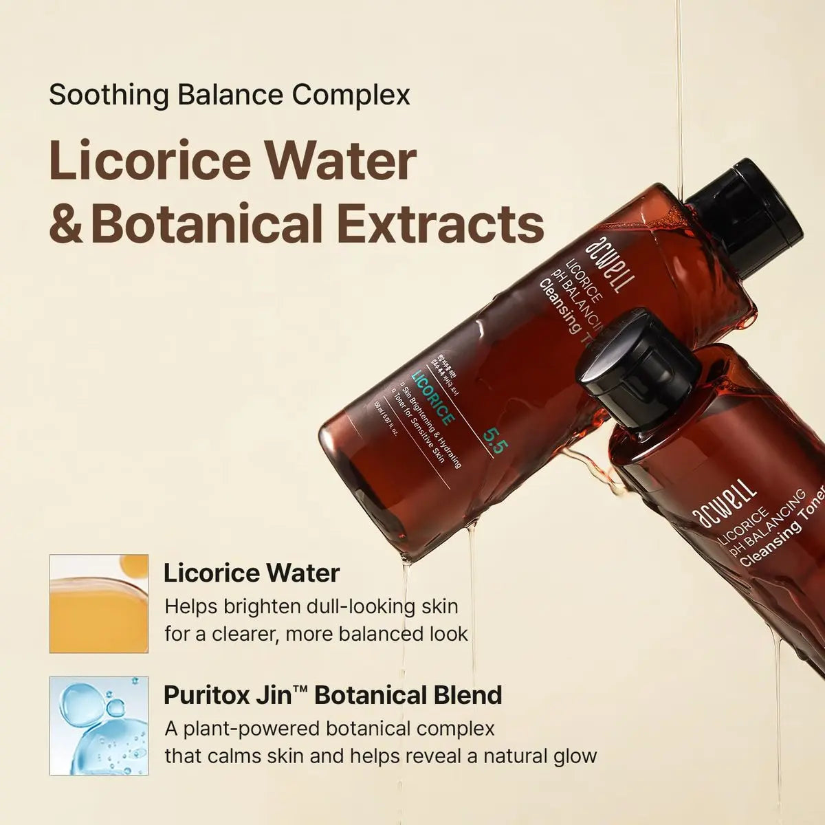 ACWELL Licorice pH 5.5 Balancing Toner - Alcohol-Free Hydrating Facial Astringent for Skin Clarifying & Hydration Boosting, 5.07 fl oz Avelisse