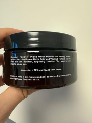 Natural Magnesium Cream with Organic Cocoa Butter & Vitamin E - USA Made, Safe for Kids (8 fl oz) Avelisse