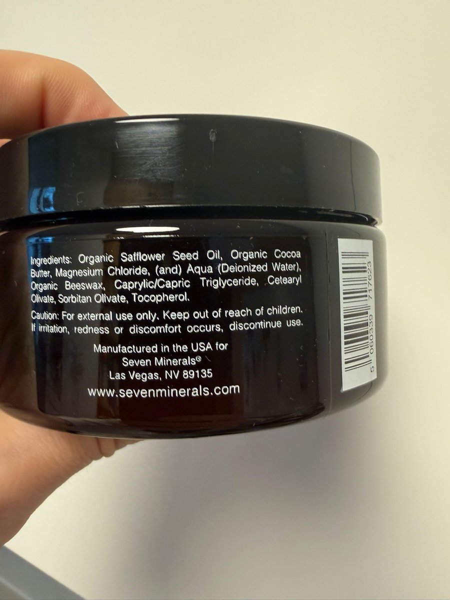 Natural Magnesium Cream with Organic Cocoa Butter & Vitamin E - USA Made, Safe for Kids (8 fl oz) Avelisse