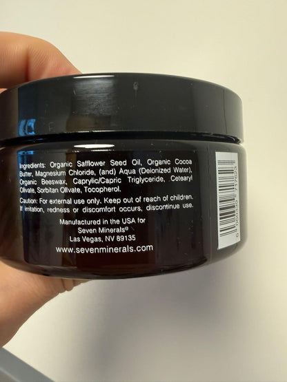 Natural Magnesium Cream with Organic Cocoa Butter & Vitamin E - USA Made, Safe for Kids (8 fl oz) Avelisse