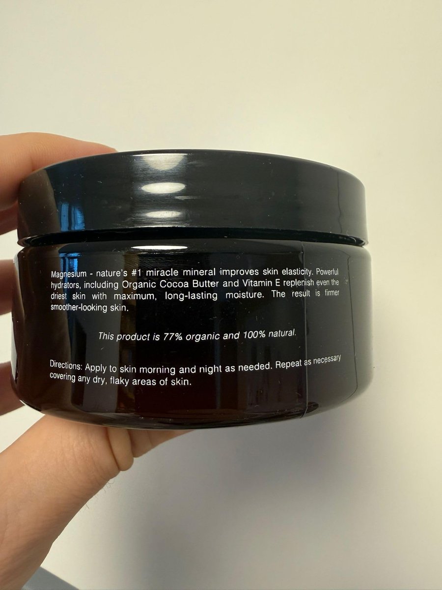 Natural Magnesium Cream with Organic Cocoa Butter & Vitamin E - USA Made, Safe for Kids (8 fl oz) Avelisse