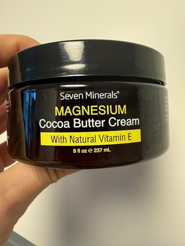 Natural Magnesium Cream with Organic Cocoa Butter & Vitamin E - USA Made, Safe for Kids (8 fl oz) Avelisse