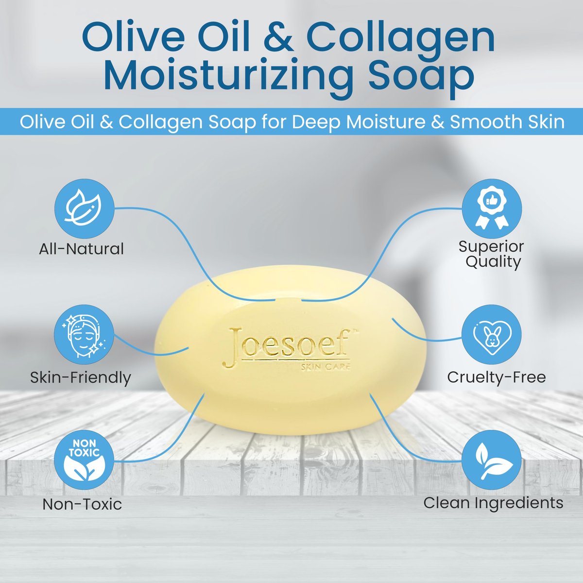 JOESOEF SKIN CARE Olive Oil and Collagen Moisturizing Soap – 100g (3.53 oz) Avelisse