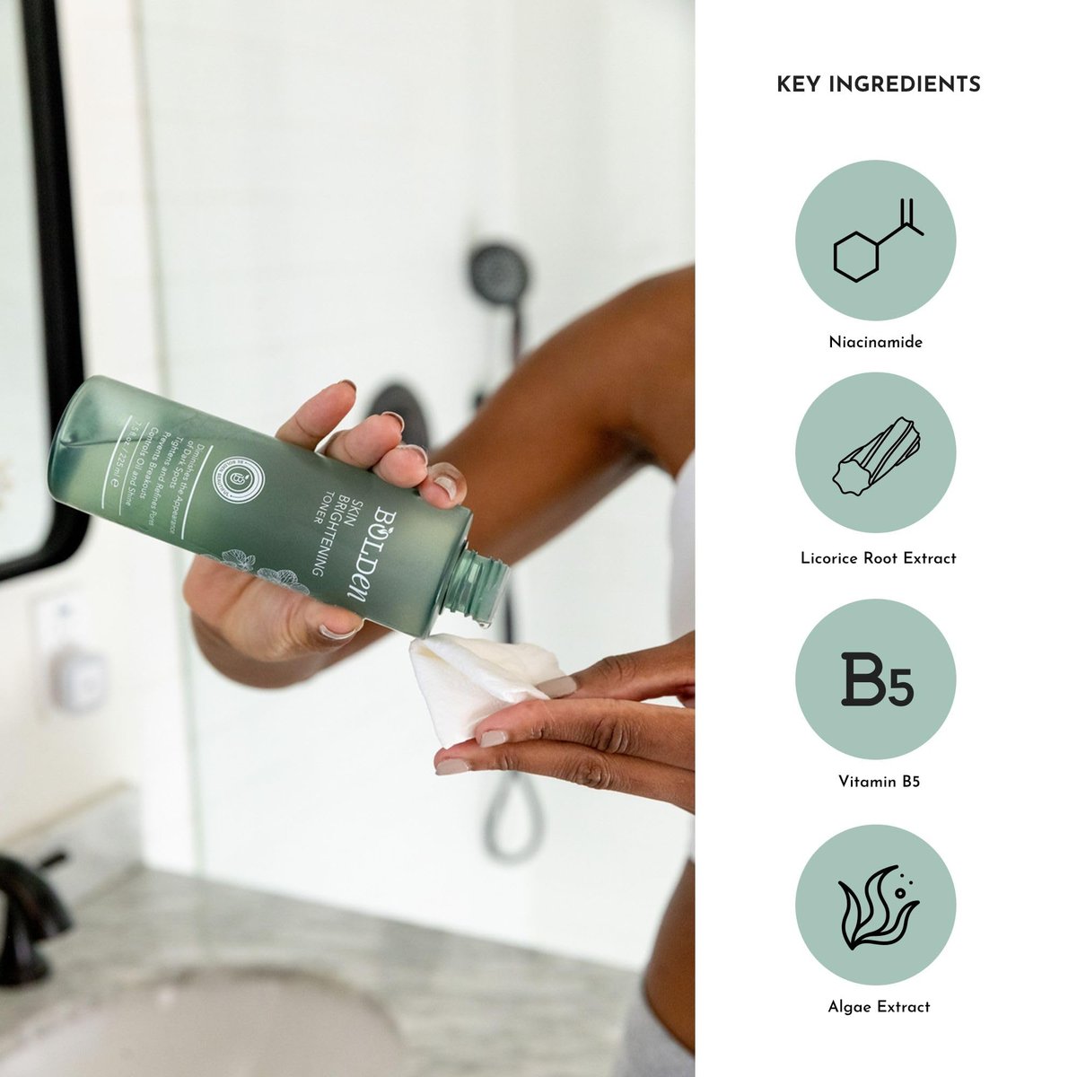 Bolden Skin Brightening Toner for Face - Exfoliating Toner for Oily Skin with AHA Glycolic Acid, Niacinamide & Hyaluronic Acid | Helps Reduce Breakouts, Fade Dark Spots & Refine Pores | 8.0 Fl Oz Avelisse