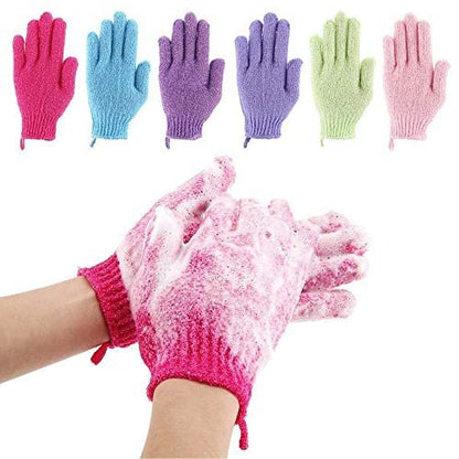 12 Pcs Exfoliating Shower Bath Gloves – Nylon Body Scrubbers for Smooth Skin (6 Pairs)