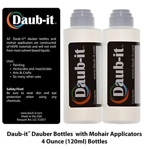 Racquet Art Daub-it Empty Bottles with Applicators - 4 oz - Mohair Dauber - 2 Pack Avelisse