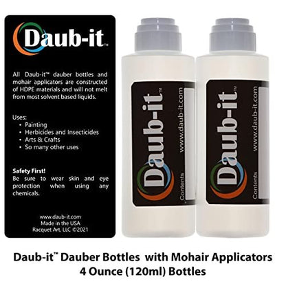 Racquet Art Daub-it Empty Bottles with Applicators - 4 oz - Mohair Dauber - 2 Pack Avelisse