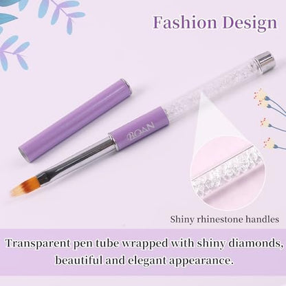 BQAN Nail Ombre Brush with Rhinestone Handle - Professional Gradient Painting Brush for Nail Art, Gel Nails (Purple)