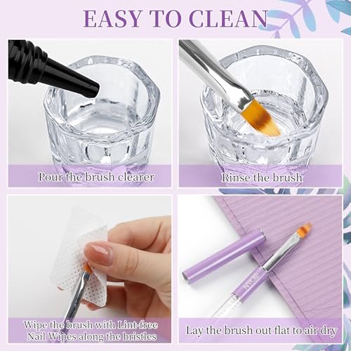 BQAN Nail Ombre Brush with Rhinestone Handle - Professional Gradient Painting Brush for Nail Art, Gel Nails (Purple) - görsel 10