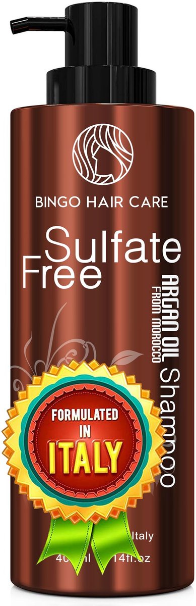 BINGO HAIR CARE Moroccan Argan Oil Shampoo - Sulfate Free, Anti Frizz Hydrating Thickening Care for Women and Men - Deep Moisturizing Treatment for Color Treated, Curly, Frizzy, Damaged and Dry Hair, 14 Fl Oz Avelisse