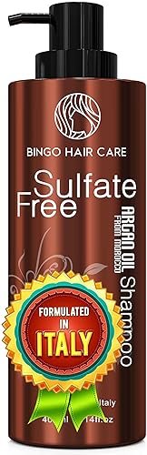 BINGO HAIR CARE Moroccan Argan Oil Shampoo - Sulfate Free, Anti Frizz Hydrating Thickening Care for Women and Men - Deep Moisturizing Treatment for Color Treated, Curly, Frizzy, Damaged and Dry Hair, 14 Fl Oz Avelisse