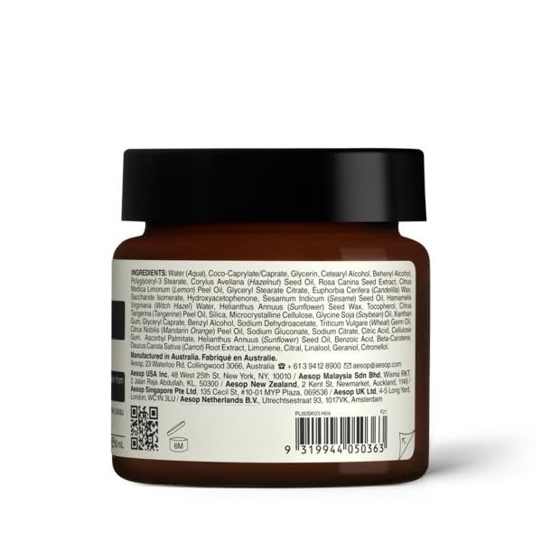Aesop Mandarin Facial Hydrating Cream - Cooling, Toning, Balancing Moisturizer for Normal and Combination Skin, 60 mL Avelisse