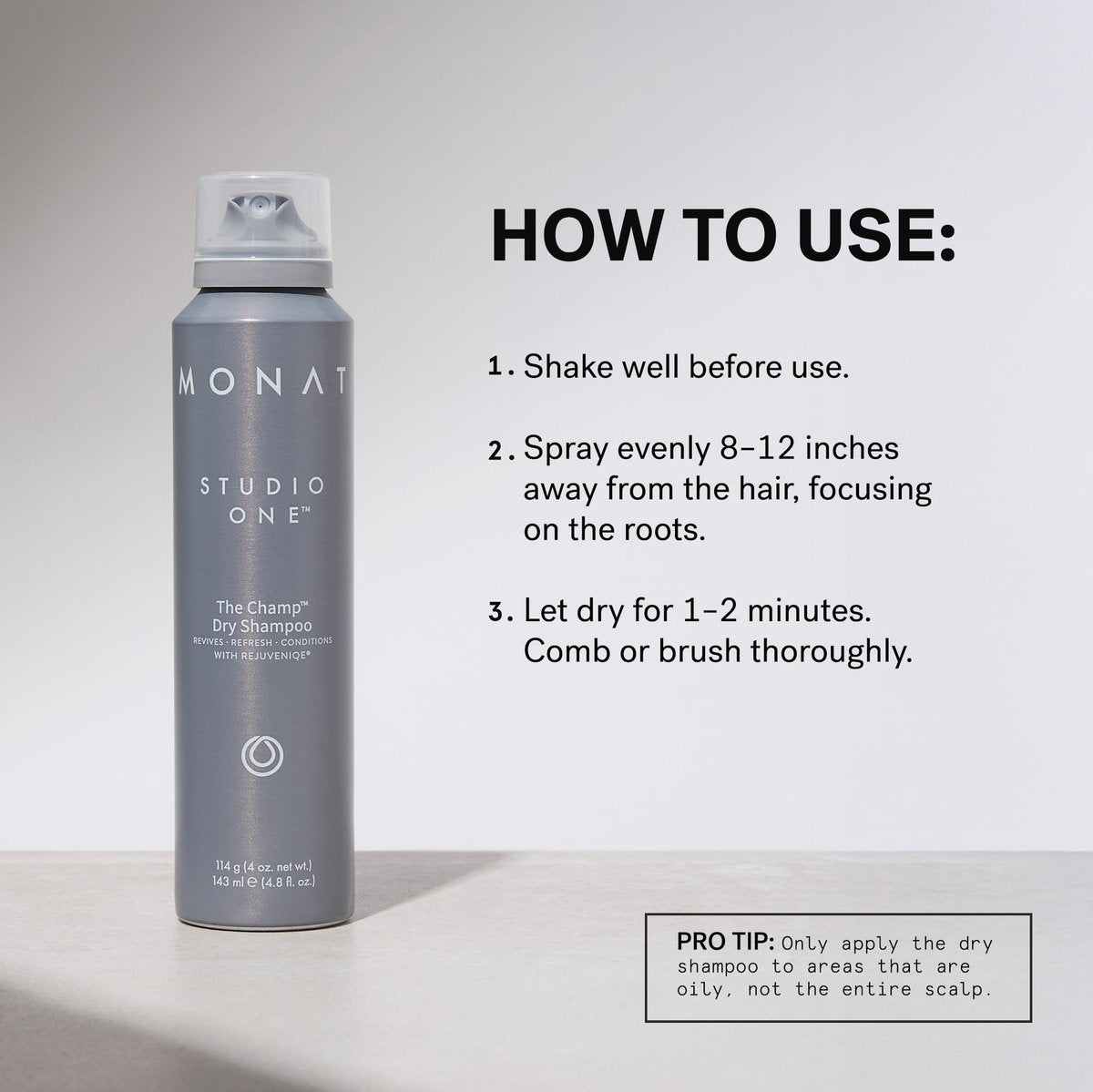 MONAT Studio One The Champ Conditioning Dry Shampoo – Waterless Shampoo for All Hair Types, Absorbs Oil & Dirt (4 oz) Avelisse